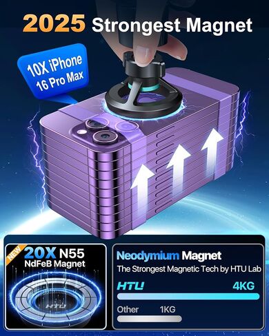 HTU لـ Magsafe Car Mount مع تثبيت ، حامل هاتف مغناطيسي 5 في 1 لبطولة الزجاج الأمامي للوحة القيادة ، كوب شفط قابل للانحناء ، لـ iPhone 15 14 13 12 ، شحن غير مدعوم ، Dark Rose in Kuwait