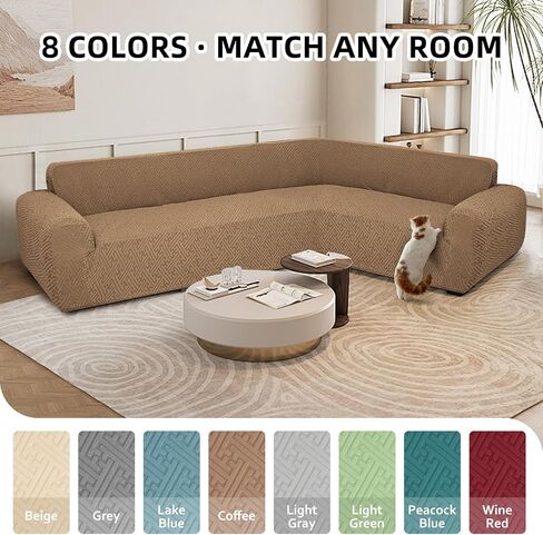 Sectional Couch Covers L Shape Sofa Cover 1 Piece Stretch Corner Couch Covers Non Slip Washable Sofa Slipcovers Soft Fleece Furniture Protector for Dogs Pet（X-Large, Dark Gray） in Kuwait