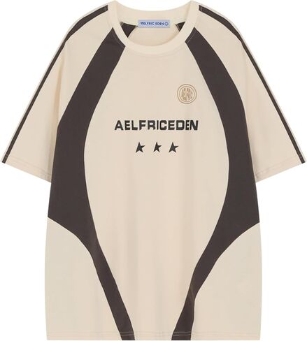 Aelfric Eden Oversized T-Shirt Streetwear Contrast Color Tee Unisex Vintage Racing Tshirts Summer Baggy Tops in Saudi Arabia