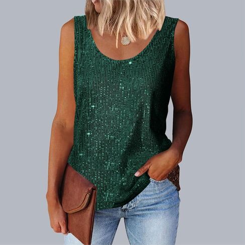 Sequin Tops for Women Sparkly Glitter Sleeveless Tank Tops Party Club Cocktail Clothes Outfits in Saudi Arabia