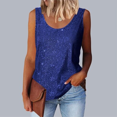 Sequin Tops for Women Sparkly Glitter Sleeveless Tank Tops Party Club Cocktail Clothes Outfits in Saudi Arabia