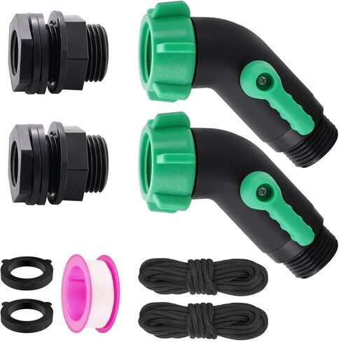 حنفية برميل المطر البلاستيكية مقاس 3/4 بوصة تركيب حاجز PVC مع صمام برميل المطر + محول خرطوم الحديقة 3/4 بوصة طقم حنفية برميل المطر مع محول تركيب الحاجز لخزانات المياه in Kuwait