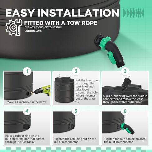 حنفية برميل المطر البلاستيكية مقاس 3/4 بوصة تركيب حاجز PVC مع صمام برميل المطر + محول خرطوم الحديقة 3/4 بوصة طقم حنفية برميل المطر مع محول تركيب الحاجز لخزانات المياه in Kuwait