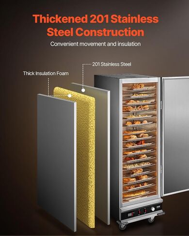 سخان طعام VEVOR Hot Box، جهاز تسخين طعام من 5 طبقات مع صينية مياه، 5 مقالي، باب زجاجي مزدوج وأرفف قابلة للتعديل، خزانة تسخين الطعام من الفولاذ المقاوم للصدأ، مثالية لتخزين البيتزا والدجاج والمطاعم in Kuwait