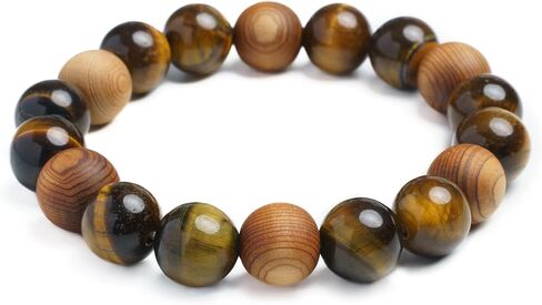 Solid Yakusugi Cedar Beads Tiger Eye Stones Natural Stones 12mm Seded Sybled Size 7.5 " in Saudi Arabia