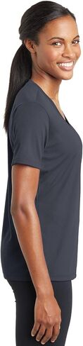 Sport-Tek Ladies Posicharge Racermesh v-Neck Tee. LST340 ، الجرافيت رمادي ، كبير in Saudi Arabia