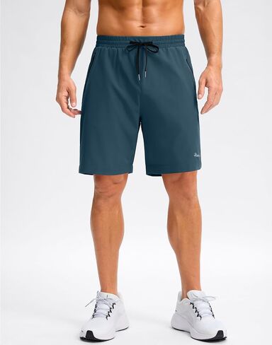 Pudolla Mens تمرين يركض شورتات صالة رياضية خفيفة الوزن للرجال مع جيوب السوستة (Blue Gray L9_L) in Saudi Arabia