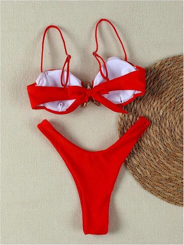 OYOANGLE Women's Bikini Set Starfish Ruched High Cut Thong Solid 2 Piece Beachwear in Saudi Arabia