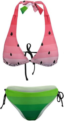 Funny Fruit Print 2 Piece Halter Sexy Bathing Suits Low Waisted Swimwear Triangle Women's Bikini Set Swimsuit in Saudi Arabia