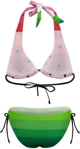 Funny Fruit Print 2 Piece Halter Sexy Bathing Suits Low Waisted Swimwear Triangle Women's Bikini Set Swimsuit in Saudi Arabia