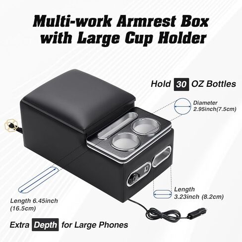 Upgraded Bench Seat Center Console with Extra Large Cup Holder & Phone Holder, Universal Center Console with USB Charging, Central Console for Bench Seat of Truck & Van & Car in Kuwait