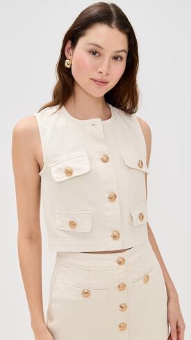 [BLANKNYC] womens Denim Vest With Gold Buttons in Kuwait