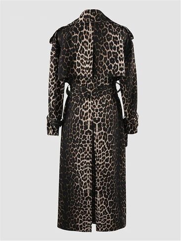 Hdhdeueh Women Long Oversized Leopard Print Trench Coat Double Breasted Vintage Lapel Outerwear With Belt in Saudi Arabia