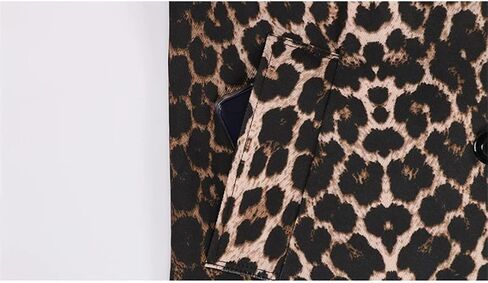 Hdhdeueh Women Long Oversized Leopard Print Trench Coat Double Breasted Vintage Lapel Outerwear With Belt in Saudi Arabia