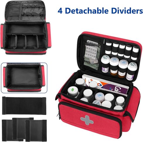 CURMIO Medicine Storage Bag Empty, Lockable Pill Bottle Organizer with Portable Zippered Pouches for First Aid Kits, Medicine Box for Home and Travel, Gray (Patent Pending) in Saudi Arabia