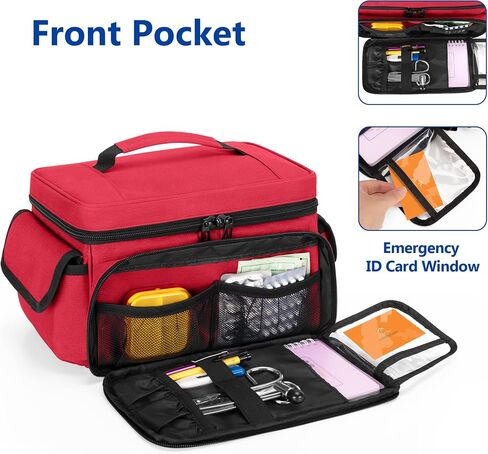 CURMIO Medicine Storage Bag Empty, Lockable Pill Bottle Organizer with Portable Zippered Pouches for First Aid Kits, Medicine Box for Home and Travel, Gray (Patent Pending) in Saudi Arabia