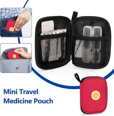 CURMIO Medicine Storage Bag Empty, Lockable Pill Bottle Organizer with Portable Zippered Pouches for First Aid Kits, Medicine Box for Home and Travel, Gray (Patent Pending) in Saudi Arabia