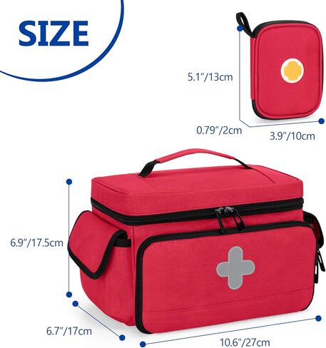 CURMIO Medicine Storage Bag Empty, Lockable Pill Bottle Organizer with Portable Zippered Pouches for First Aid Kits, Medicine Box for Home and Travel, Gray (Patent Pending) in Saudi Arabia