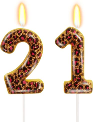 بطول الفهد رقم 21 شمعة عيد ميلاد ، فهد عيد ميلاد كعكة القبعات العليا الزخارف ، والحيوان طباعة زينة حفلة الطرف in Kuwait
