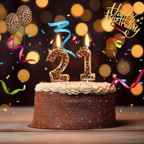 بطول الفهد رقم 21 شمعة عيد ميلاد ، فهد عيد ميلاد كعكة القبعات العليا الزخارف ، والحيوان طباعة زينة حفلة الطرف in Kuwait