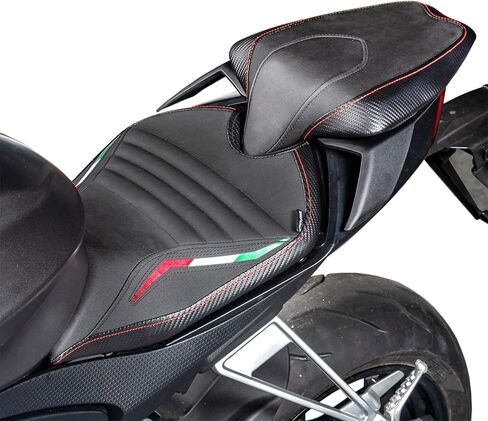 Motorcycle Leather Front Rider Saddle Solo Rear Passenger Seat Cushion Pillion Pad Compatible with RS 660 RS660 2020 2021 2022 2023 2024, Black in Kuwait