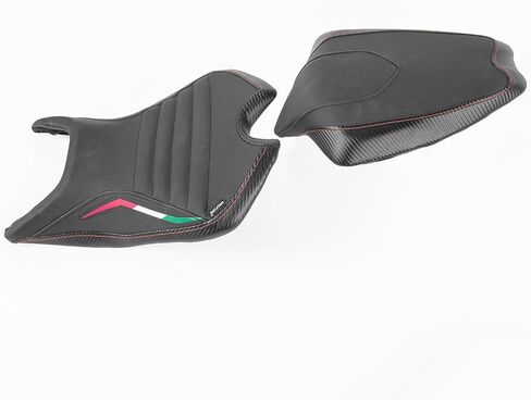 Motorcycle Leather Front Rider Saddle Solo Rear Passenger Seat Cushion Pillion Pad Compatible with RS 660 RS660 2020 2021 2022 2023 2024, Black in Kuwait