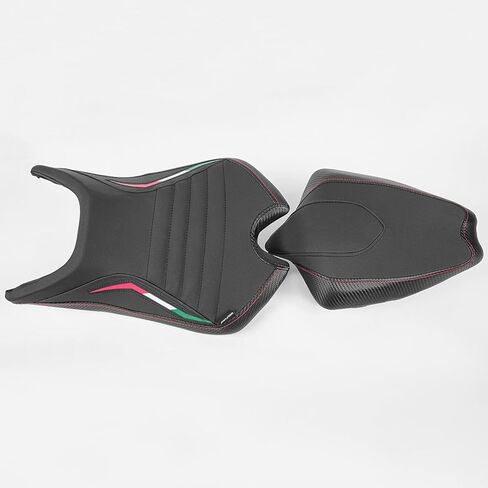 Motorcycle Leather Front Rider Saddle Solo Rear Passenger Seat Cushion Pillion Pad Compatible with RS 660 RS660 2020 2021 2022 2023 2024, Black in Kuwait