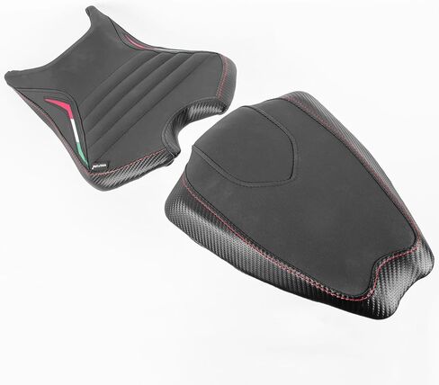 Motorcycle Leather Front Rider Saddle Solo Rear Passenger Seat Cushion Pillion Pad Compatible with RS 660 RS660 2020 2021 2022 2023 2024, Black in Kuwait