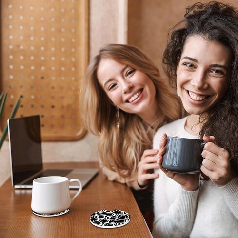 Car Cup Holder Coasters - Black Hippie Smiley Face Absorbent Ceramic Coaster 2 Pack, Anti Slip Car Coasters for Cup Holders, Fashion Car Interior Accessories Drink Coaster for Women & Men in Kuwait