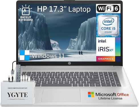 أحدث كمبيوتر محمول HP مقاس 17 بوصة، كمبيوتر محمول للأعمال 17.3 FHD IPS، كمبيوتر محمول Intel Core i5، يتضمن Microsoft Office مدى الحياة، ذاكرة وصول عشوائي 16 جيجابايت و1 تيرابايت SSD، Windows 11 Pro، لوحة مفاتيح رقمية بإضاءة خلفية، HDMI، كاميرا in Kuwait