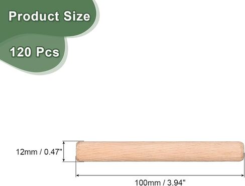 uxcell 60 Pcs Wooden Dowel Pins 12x60mm(0.47x2.36) Fluted Beveled Ends Wood Dowel Pegs Dried Hardwood for Woodworking Furniture Shelf in Saudi Arabia