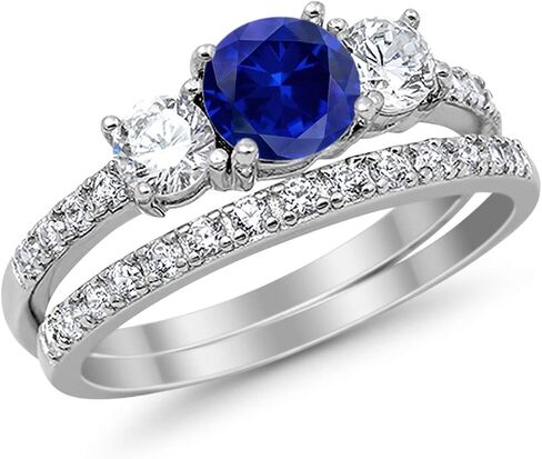 مجموعة زفاف من 3 طوابق زفاف مجموعة خاتم الخاتم خلقت Opal CZ Black Tone 925 Sterling Silver in Saudi Arabia