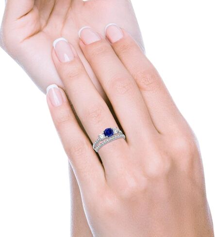 مجموعة زفاف من 3 طوابق زفاف مجموعة خاتم الخاتم خلقت Opal CZ Black Tone 925 Sterling Silver in Saudi Arabia