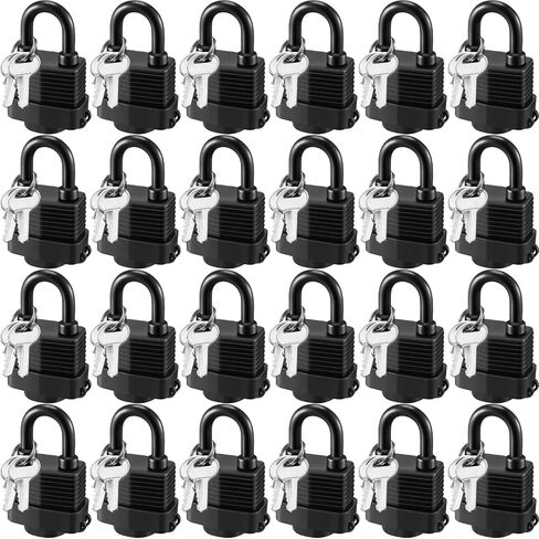 Blulu 24 Pack Waterproof Padlocks, Covered Heavy Duty Laminated Steel Locks with Key for Outdoor Use, Keyed Alike Locks, Lockout Tagout Lock (Blue) in Saudi Arabia
