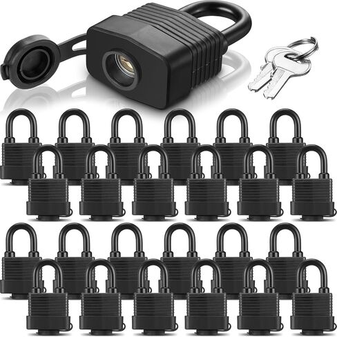 Blulu 24 Pack Waterproof Padlocks, Covered Heavy Duty Laminated Steel Locks with Key for Outdoor Use, Keyed Alike Locks, Lockout Tagout Lock (Blue) in Saudi Arabia
