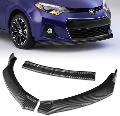 EPARTS ABS Plastic 3PCS GT-Style Front Bumper Lip Splitter Body Kit Trim Protection Compatible with 2014 2015 2016 Toyota Corolla S Model (Painted Carbon Style) in Saudi Arabia