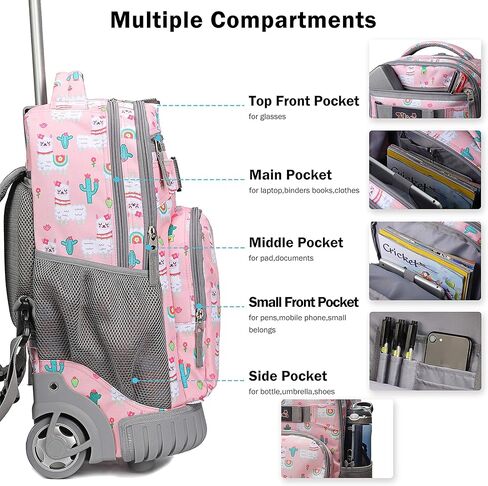 Tilami Rolling Backpack 18 inch Wheeled Backpack School College Student Travel Trip Boys and Girls in Kuwait