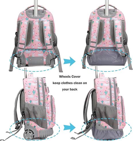 Tilami Rolling Backpack 18 inch Wheeled Backpack School College Student Travel Trip Boys and Girls in Kuwait