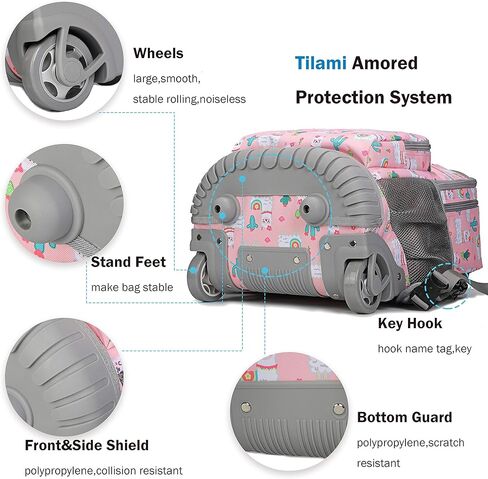 Tilami Rolling Backpack 18 inch Wheeled Backpack School College Student Travel Trip Boys and Girls in Kuwait
