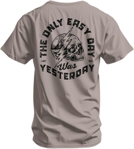 Combat Iron Men's Graphic T-Shirt | The Only Easy Day was Yesterday | Athletic Fit, Tagless Comfort in Saudi Arabia
