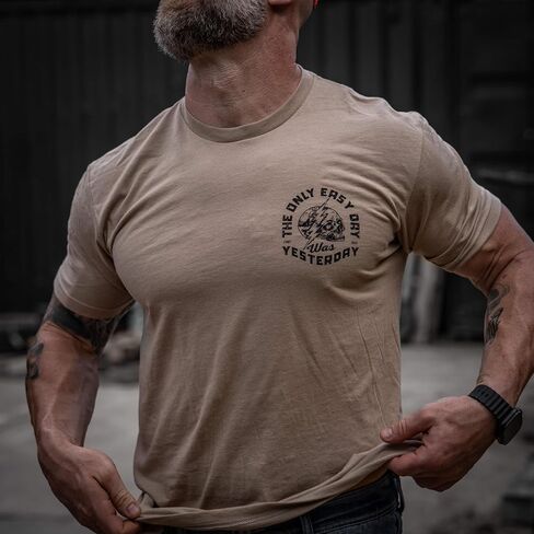 Combat Iron Men's Graphic T-Shirt | The Only Easy Day was Yesterday | Athletic Fit, Tagless Comfort in Saudi Arabia