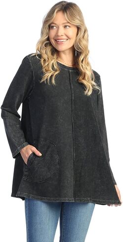 Jess & Jane Women's Mineral Washed Cotton French Terry Top - M121 in Saudi Arabia