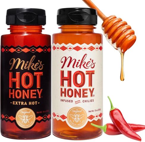 عسل Mike الساخن ، الأصلي والمزيد من العلامة التجارية لأمريكا العسل الساخن ، العسل الحار المملوء بالفلفل الحار ، خالي من الغلوتين ، وفيروس باليو ، حلو ، مثالي لمحبي الصلصة الساخنة (زجاجة 10 أوقية ، 2 عبوة) in Kuwait