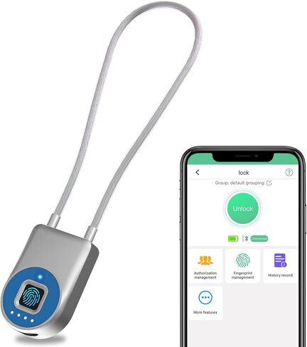 eLinkSmart بصمة الإصبع قفل خزانة قفل كابل قفل لثلاجة باب فرنسي مقاوم للماء للأطفال أكثر من 1000 مستخدم للتطبيقات، قفل كابل فولاذي 6 بوصة لخزانة الصالة الرياضية وخزانة الأمتعة (38 سم) in Saudi Arabia