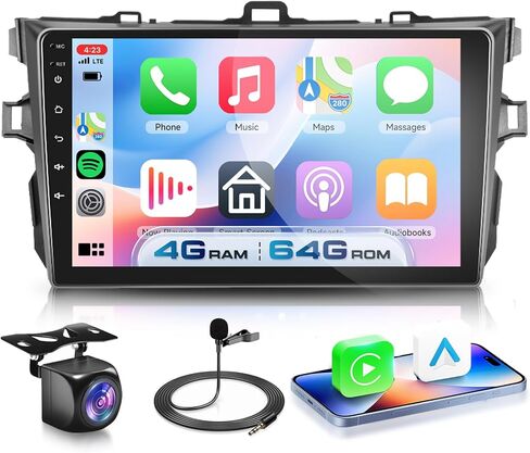 [8 CORE 2G+64G] for Toyota Corolla 2009-2013 Car Radio with Wireless Carplay/Android Auto, 9 Inch Android 13 IPS Touch Screen Car Stereo, Bluetooth, GPS, WiFi, SWC, DSP + Backup Camera in Kuwait