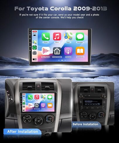 [8 CORE 2G+64G] for Toyota Corolla 2009-2013 Car Radio with Wireless Carplay/Android Auto, 9 Inch Android 13 IPS Touch Screen Car Stereo, Bluetooth, GPS, WiFi, SWC, DSP + Backup Camera in Kuwait