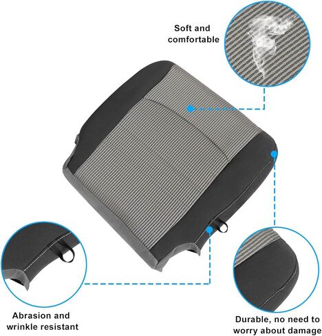 SecosAutoparts Driver & Passenger Side Bottom & Top Lean Back & Foam Cushion Replacement Cloth Seat Cover Dark Slate Compatible with Dodge Ram 1500 2500 2009 2010 2011 2012 in Saudi Arabia
