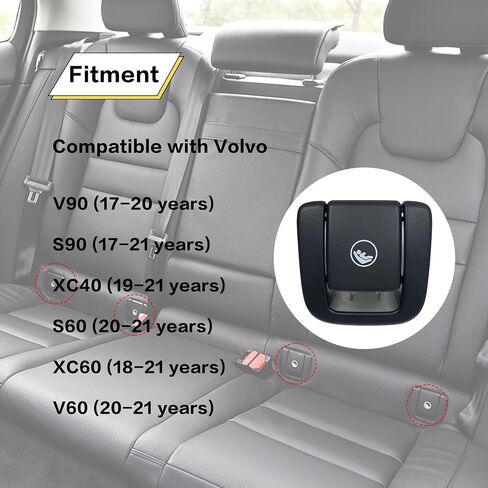 Child Seat Anchor Cover ISOFIX Cap for Volvo V60 V90 XC40 XC60 S60 S90 Rear Seat Hook Buckle Restraint 31685074 31685072 (Black, 1pcs Cover only) in Kuwait