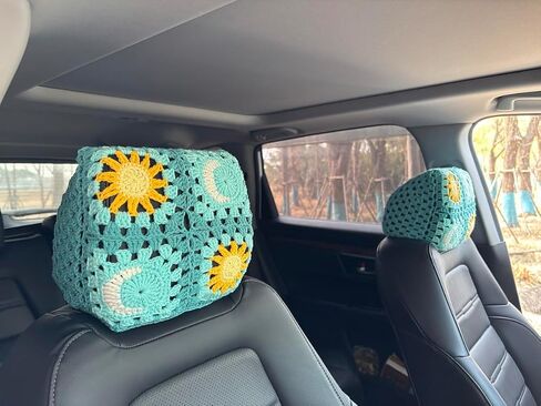 Car Headrest Cover,Crochet Soft Decorative Universal Fit,2-Pack,for Sedans SUVs Trucks (Gasang Flower) in Saudi Arabia