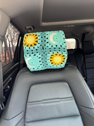 Car Headrest Cover,Crochet Soft Decorative Universal Fit,2-Pack,for Sedans SUVs Trucks (Gasang Flower) in Saudi Arabia